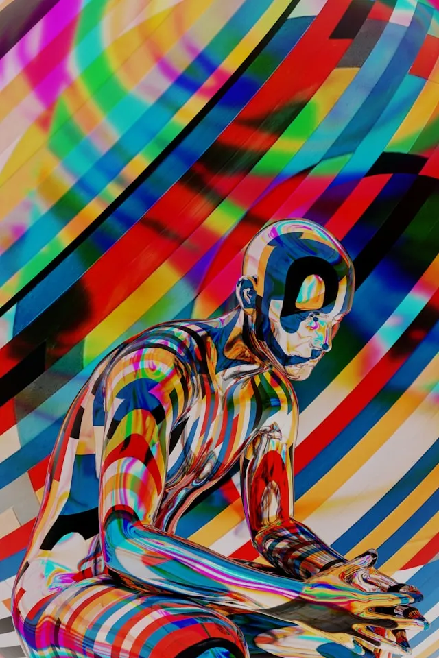 Estatua de um homem colorido sentado